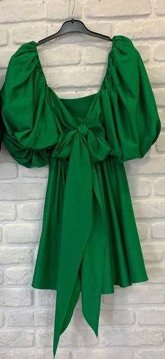 A wholesale clothing model wears HOT10056 - Dress - Green, Turkish wholesale Dress of Hot Fashion