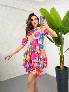 A wholesale clothing model wears HOT10083 - Baby Collar Dress - Multicolor, Turkish wholesale Dress of Hot Fashion