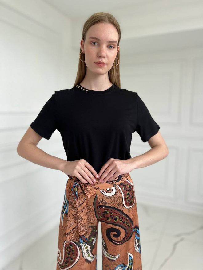 Ilia Patterned Trousers Brown Wholesale Clothing Work