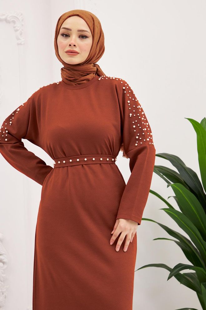 Hulya Keser Платье Назлы Плитка Оптовая продажа одежды Весна