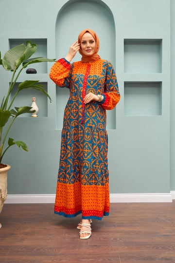 A wholesale clothing model wears  Dress - Tile & Saks
, Turkish wholesale Dress of Hulya Keser