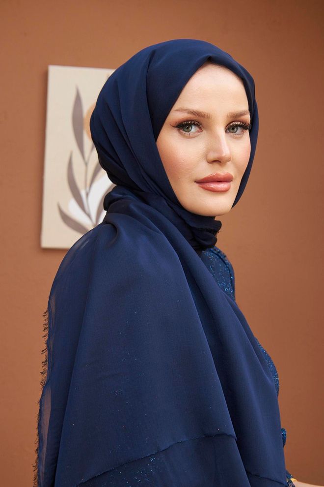 Hulya Keser Šál námornícka modrá Veľkoobchod s oblečením Skromný