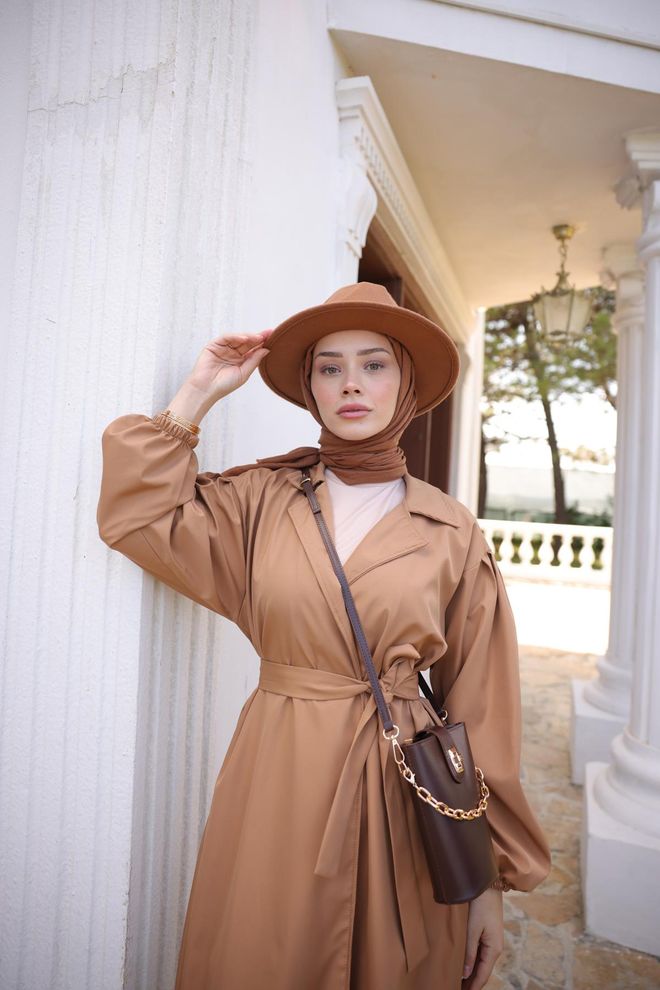 Hulya Keser Oversize Trench Coat Tan Wholesale Clothing Casual