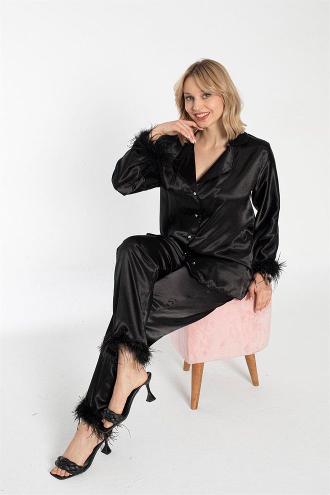 Hulya Keser Set Pigiama Nero Abbigliamento all'ingrosso Poliestere