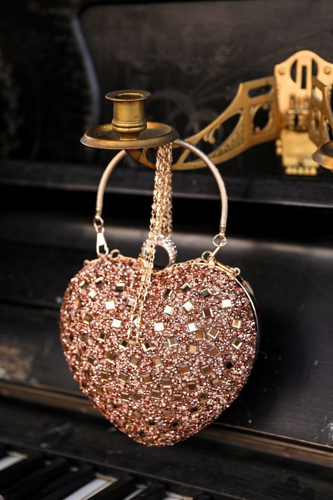 Hulya Keser Herz Abendkleidtasche – Roségold Großhandelskleidung 3