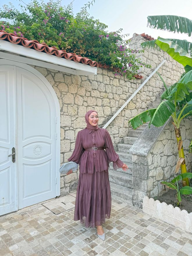 Hulya Keser Alaçatı Takım Marsala Toptan Giyim 2