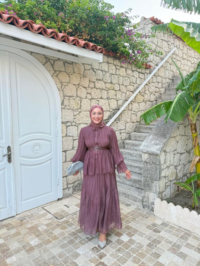 Hulya Keser Alaçatı Takım Marsala Toptan Giyim 0