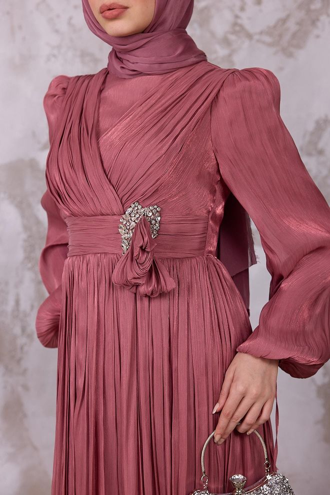 Hulya Keser Pink Elegant Modest A Line Dress Wholesale Clothing Formal