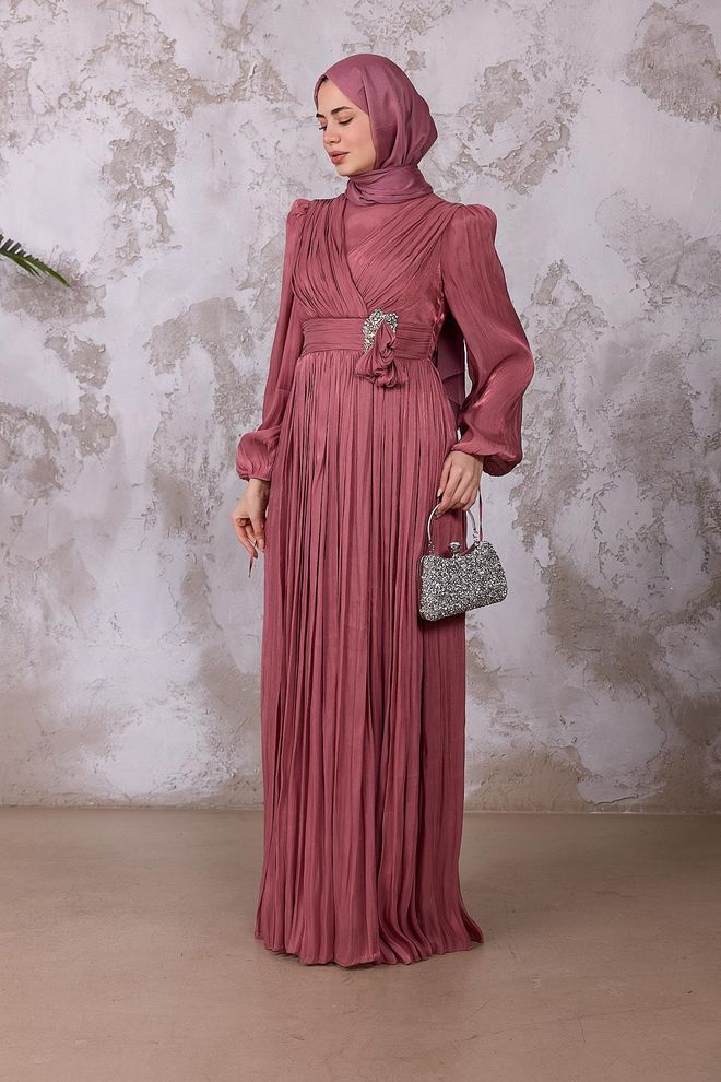 Hulya Keser Pink Elegant Modest A Line Dress Wholesale Clothing Cocktail