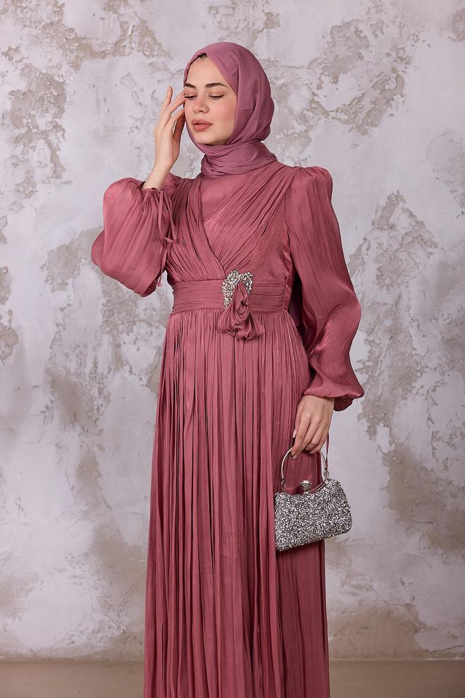 Hulya Keser Pink Elegant Modest A Line Dress Wholesale Clothing Spring