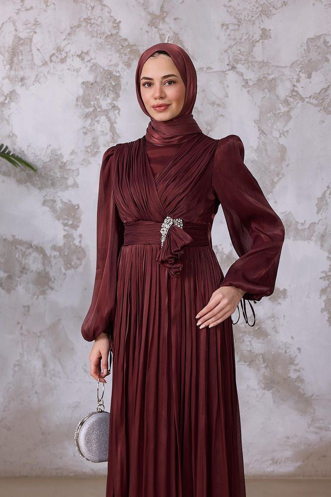 Hulya Keser Claret Red A Line Modest Elegant Formal Dress Wholesale Clothing 1