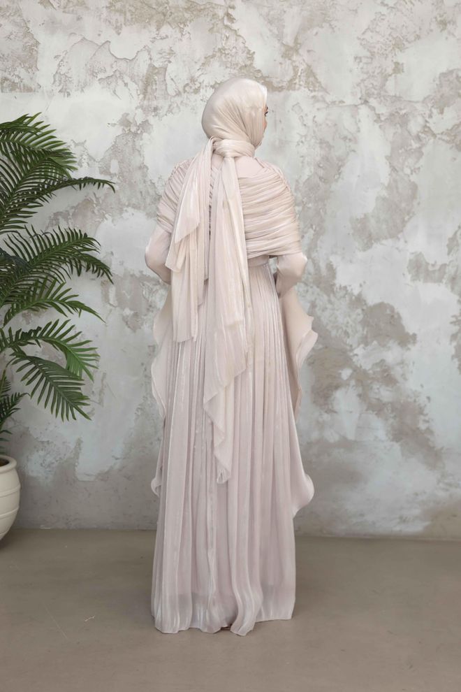 Hulya Keser Μπεζ Κομψό Επίσημο Φόρεμα Με Σιλουέτα A Χονδρικό εμπόριο ενδυμάτων Ethnic