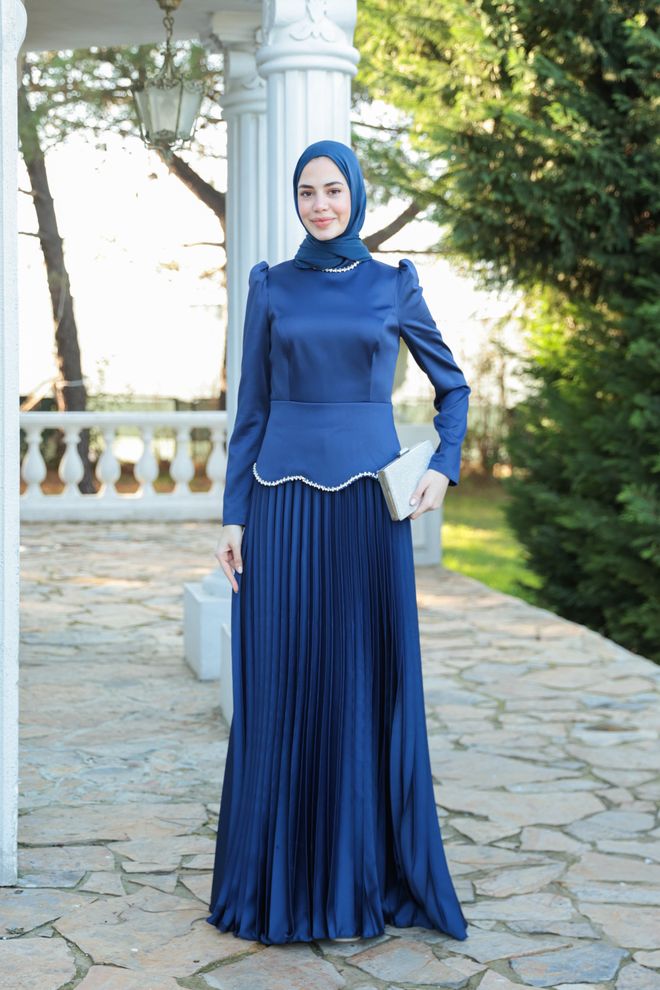 Hulya Keser Navy Blue Modest Elegant Formal Dress Wholesale Clothing 5
