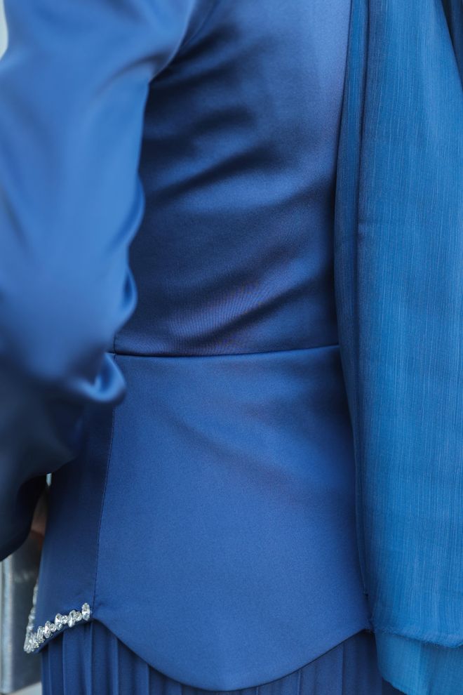 Hulya Keser Navy Blue Modest Elegant Formal Dress Wholesale Clothing Elegant