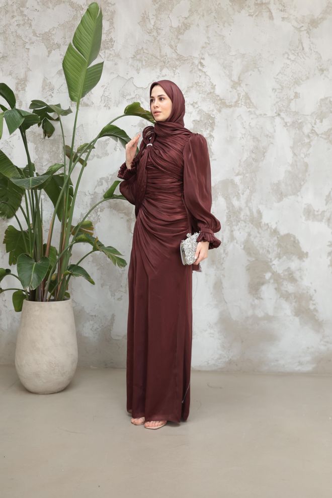 Hulya Keser Claret Red Modest Elegant Formal Sheath Dress Wholesale Clothing 1