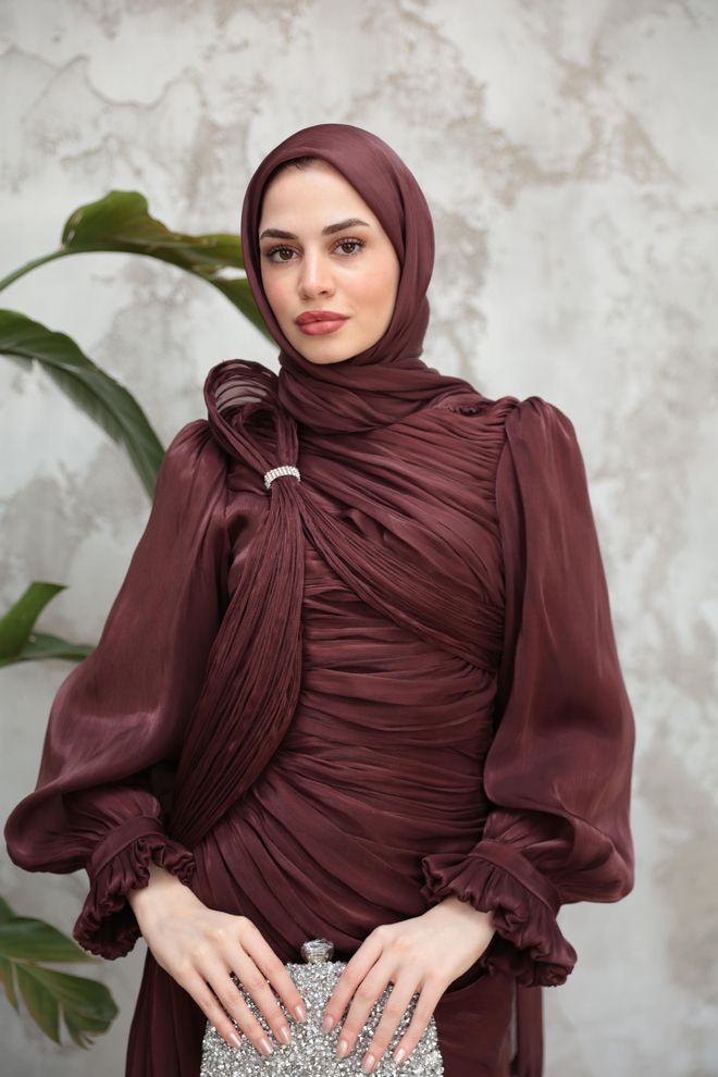 Hulya Keser Claret Red Modest Elegant Formal Sheath Dress Wholesale Clothing Cocktail