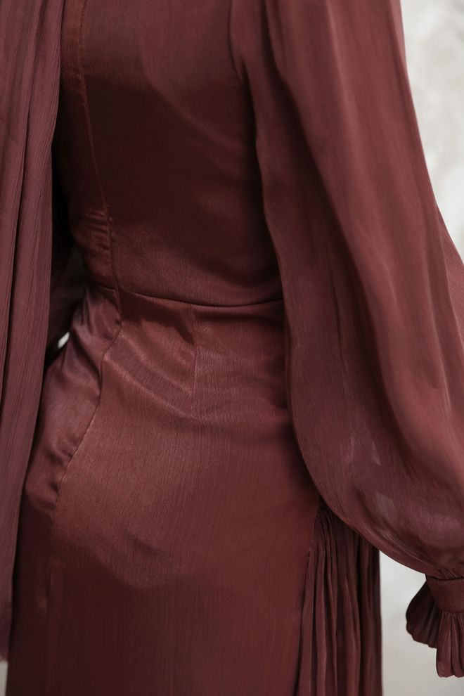 Hulya Keser Claret Red Modest Elegant Formal Sheath Dress Wholesale Clothing 12