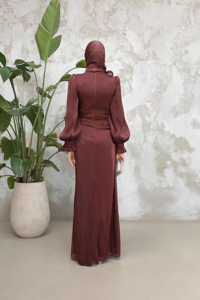 Hulya Keser Claret Red Modest Elegant Formal Sheath Dress Wholesale Clothing Wedding