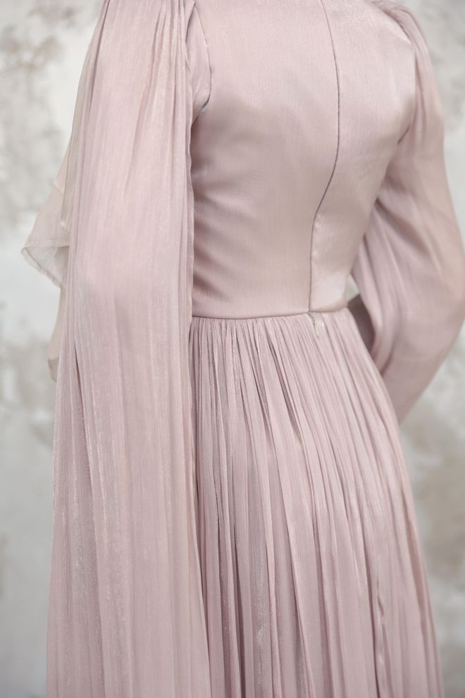 Hulya Keser Beige Modest Fit And Flare Dress Wholesale Clothing Fall