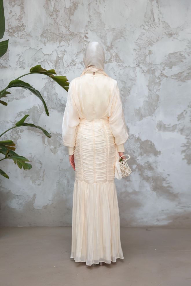 Hulya Keser Beige Modest Elegant Formal Dress Wholesale Clothing 9