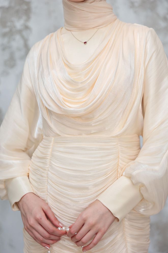 Hulya Keser Beige Modest Elegant Formal Dress Wholesale Clothing Graduation