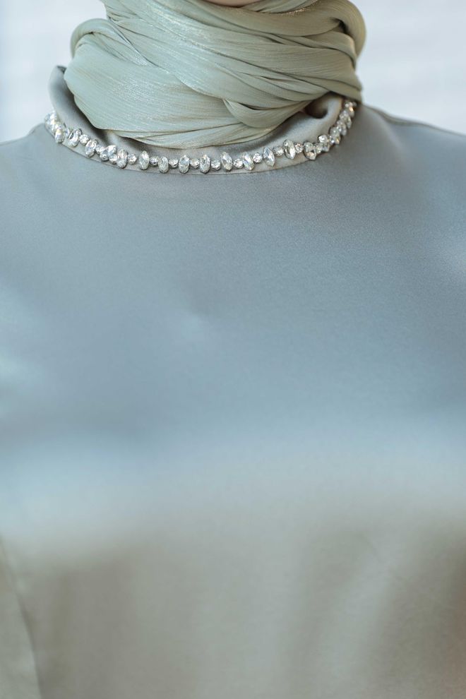 Hulya Keser Beige Modest Elegant Formal A Line Dress Wholesale Clothing 5