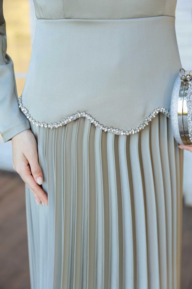 Hulya Keser Beige Modest Elegant Formal A Line Dress Wholesale Clothing Formal