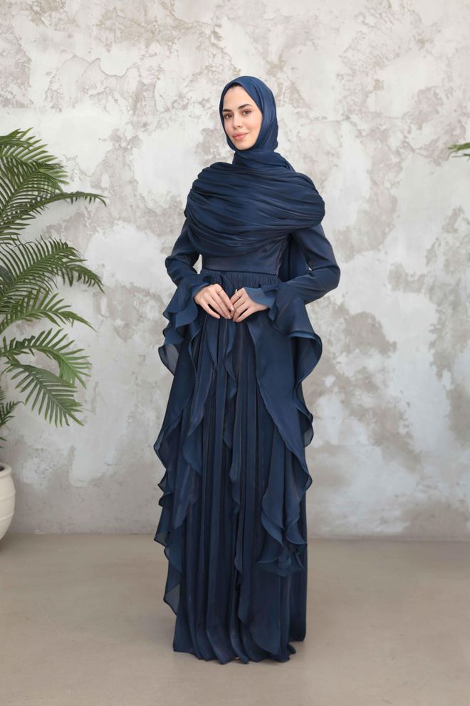 Hulya Keser Navy Blue Modest Elegant Formal Dress Wholesale Clothing 1