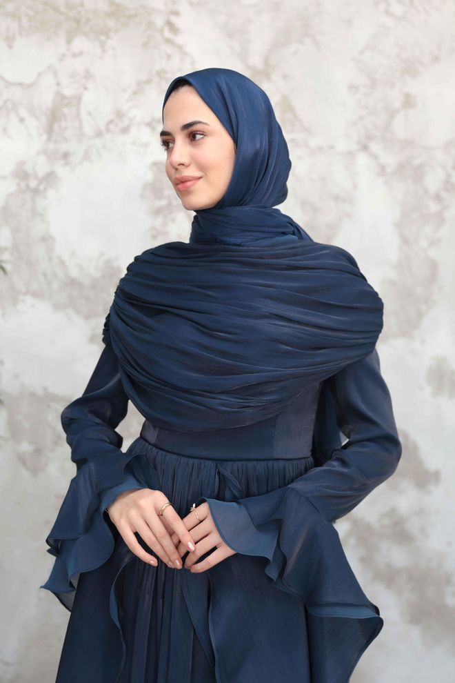 Hulya Keser Navy Blue Modest Elegant Formal Dress Wholesale Clothing Work