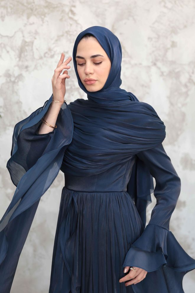 Hulya Keser Navy Blue Modest Elegant Formal Dress Wholesale Clothing Formal