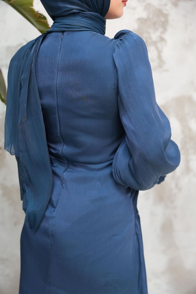 Hulya Keser Navy Blue Modest Elegant Formal Sheath Dress Wholesale Clothing 13