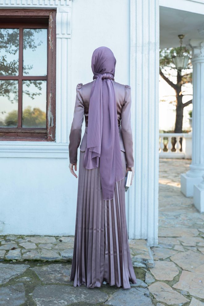 Hulya Keser Purple Fit And Flare Dress With Puff Sleeves Wholesale Clothing 9