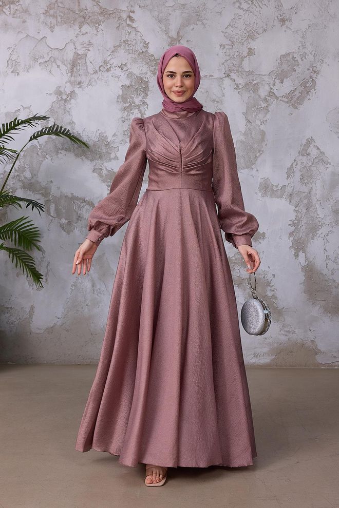 Hulya Keser Pink Elegant Formal Modest Dress Wholesale Clothing 1