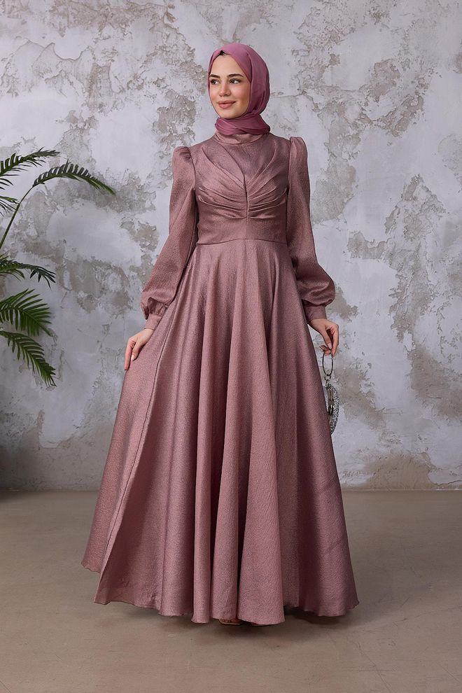Hulya Keser Pink Elegant Formal Modest Dress Wholesale Clothing Work