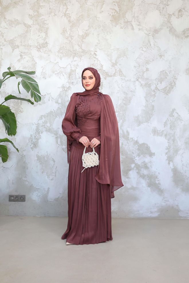 Hulya Keser Elegant Claret Red Sheath Dress With Ballon Sleeves Wholesale Clothing Christmas