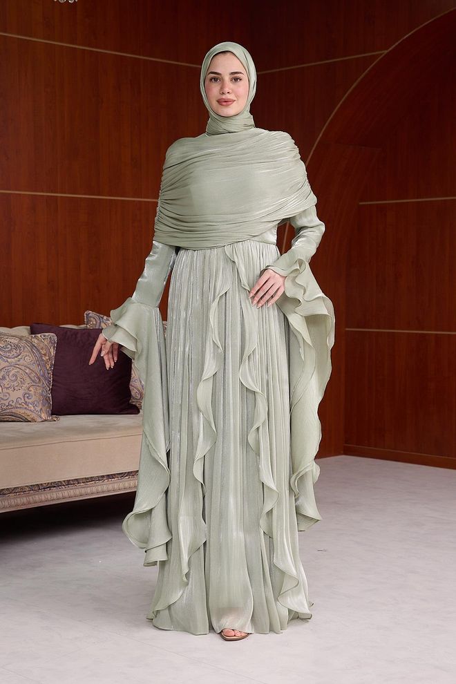 Hulya Keser Beige Ethnic Elegant A Line Dress Wholesale Clothing Spring