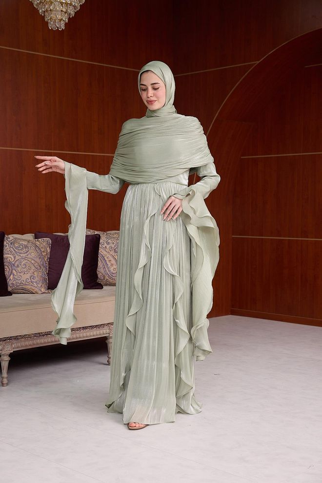 Hulya Keser Beige Ethnic Elegant A Line Dress Wholesale Clothing Cocktail