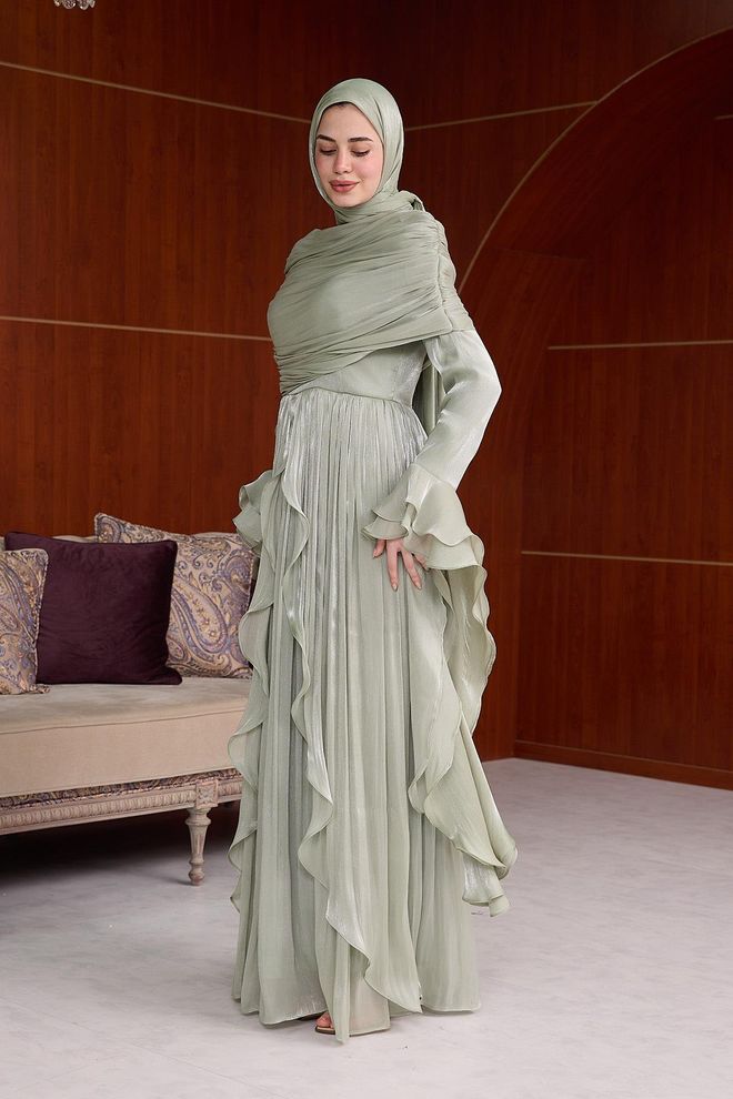 Hulya Keser Beige Ethnic Elegant A Line Dress Wholesale Clothing 5