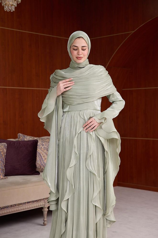 Hulya Keser Beige Ethnic Elegant A Line Dress Wholesale Clothing Fall