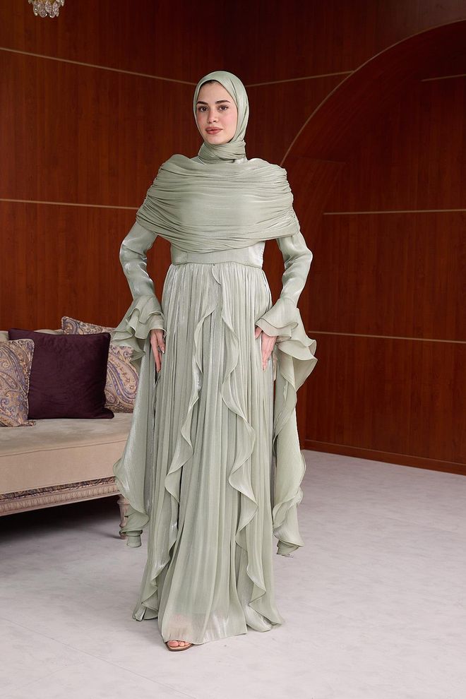 Hulya Keser Beige Ethnic Elegant A Line Dress Wholesale Clothing 9