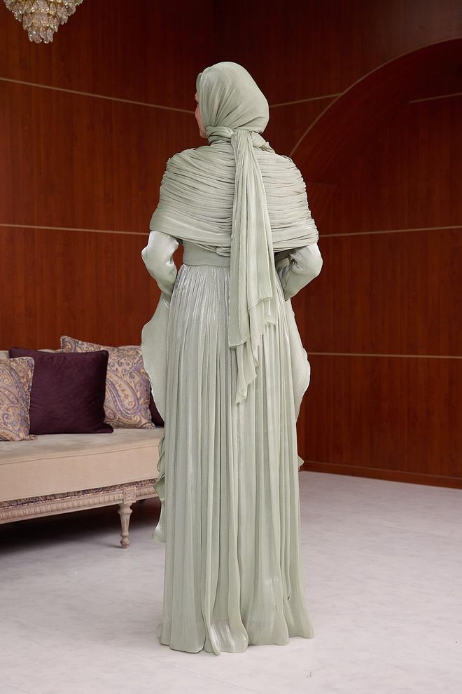 Hulya Keser Beige Ethnic Elegant A Line Dress Wholesale Clothing Winter