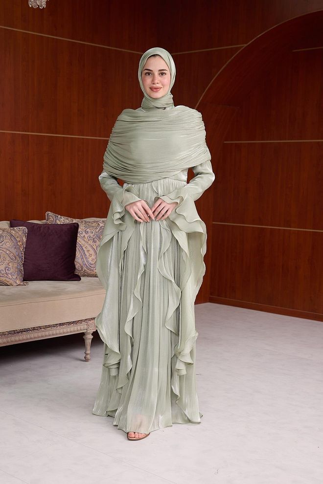 Hulya Keser Beige Ethnic Elegant A Line Dress Wholesale Clothing Graduation