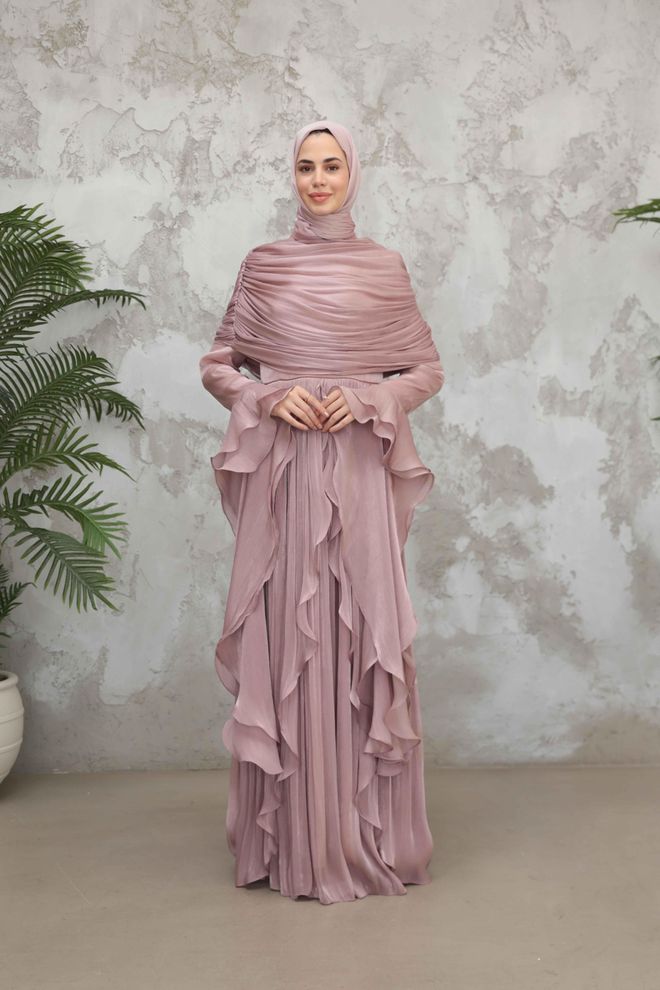 Hulya Keser Pink Ethnic Elegant A Line Dress Wholesale Clothing 1