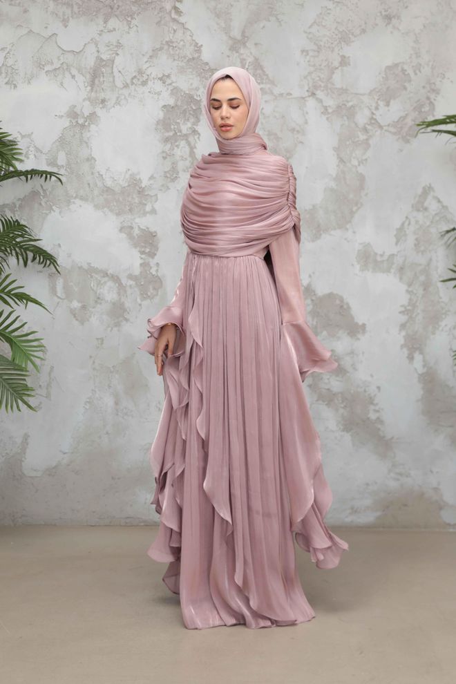 Hulya Keser Pink Ethnic Elegant A Line Dress Wholesale Clothing Cocktail