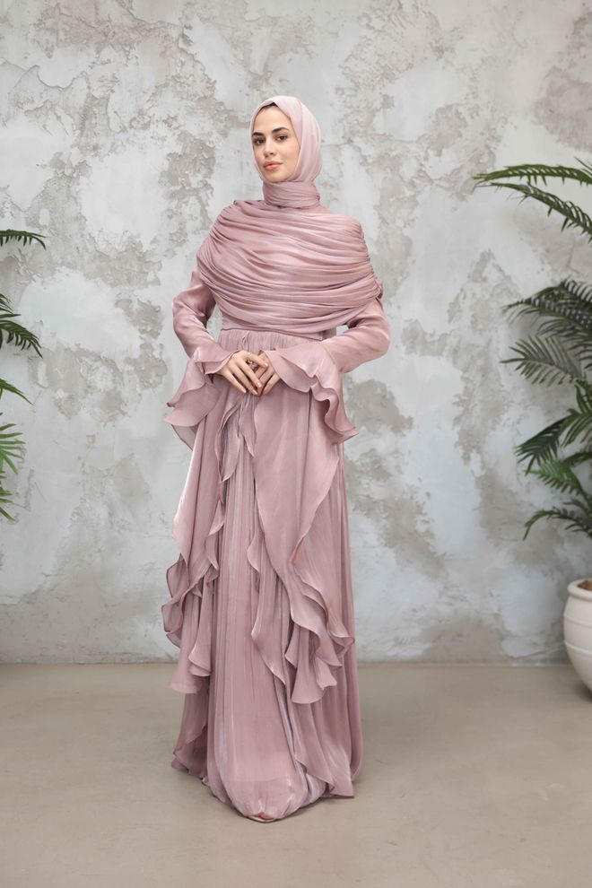 Hulya Keser Pink Ethnic Elegant A Line Dress Wholesale Clothing Wedding