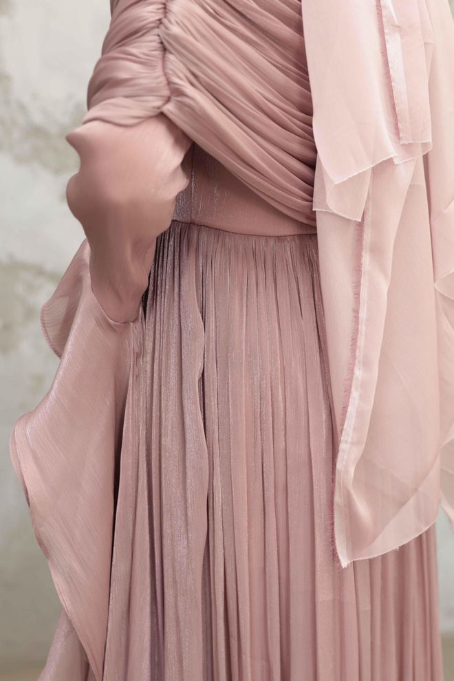 Hulya Keser Pink Ethnic Elegant A Line Dress Wholesale Clothing Fall