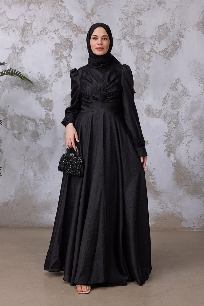 Hulya Keser Μαύρο Κομψό Φόρεμα Fit And Flare Χονδρικό εμπόριο ενδυμάτων Απλό