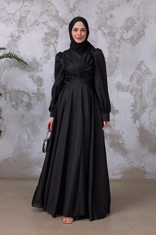 Hulya Keser Black Elegant Fit And Flare Dress Wholesale Clothing Spring