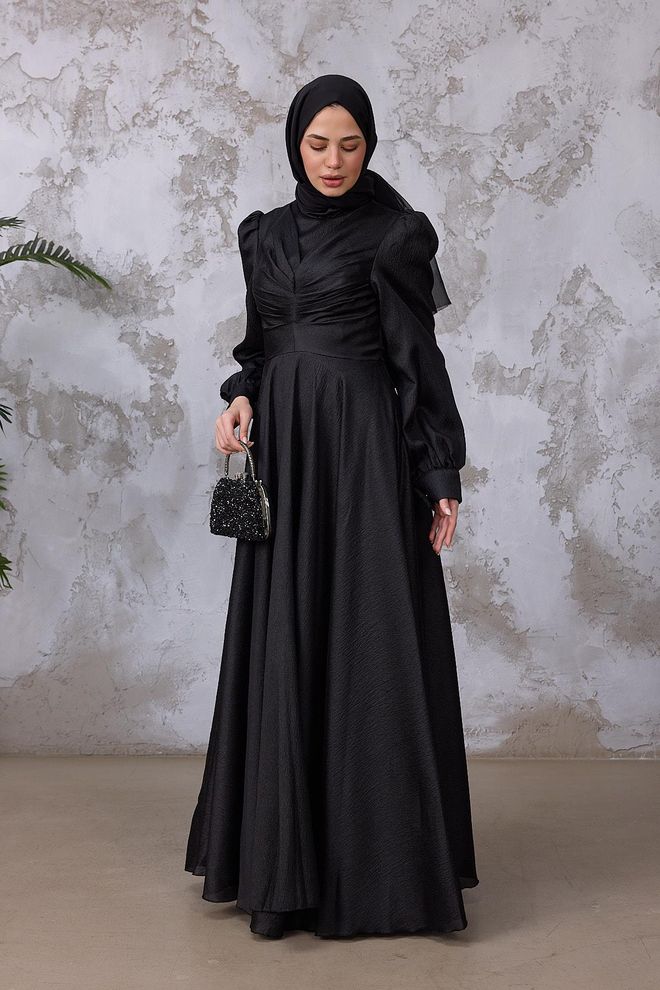 Hulya Keser Black Elegant Fit And Flare Dress Wholesale Clothing Cocktail