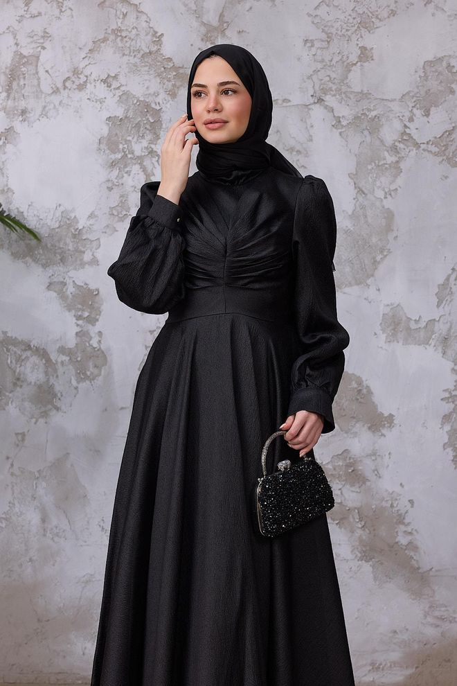 Hulya Keser Black Elegant Fit And Flare Dress Wholesale Clothing Wedding